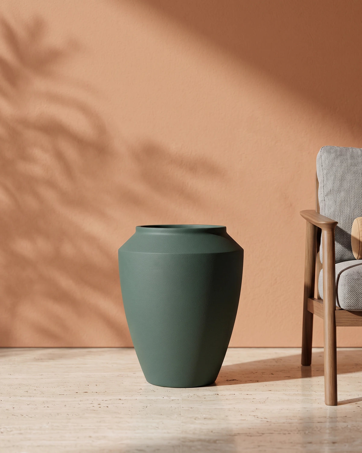 Metal Planter Pot, Stone Texture — Tall — Dark Green Stone — Opaxa, Acacia Garden Center