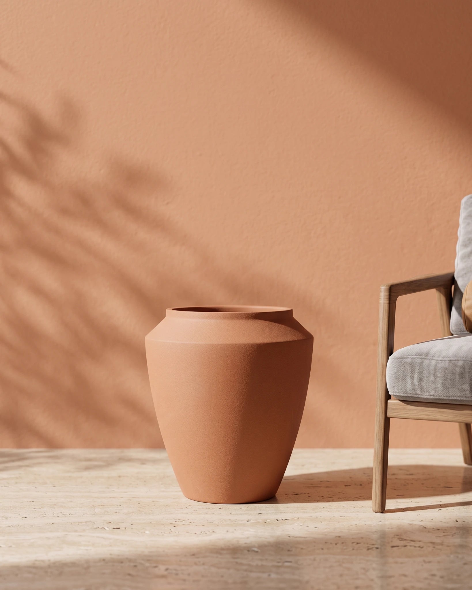 Metal Planter Pot, Stone Texture — Tall — Terracotta Stone — Opaxa, Acacia Garden Center