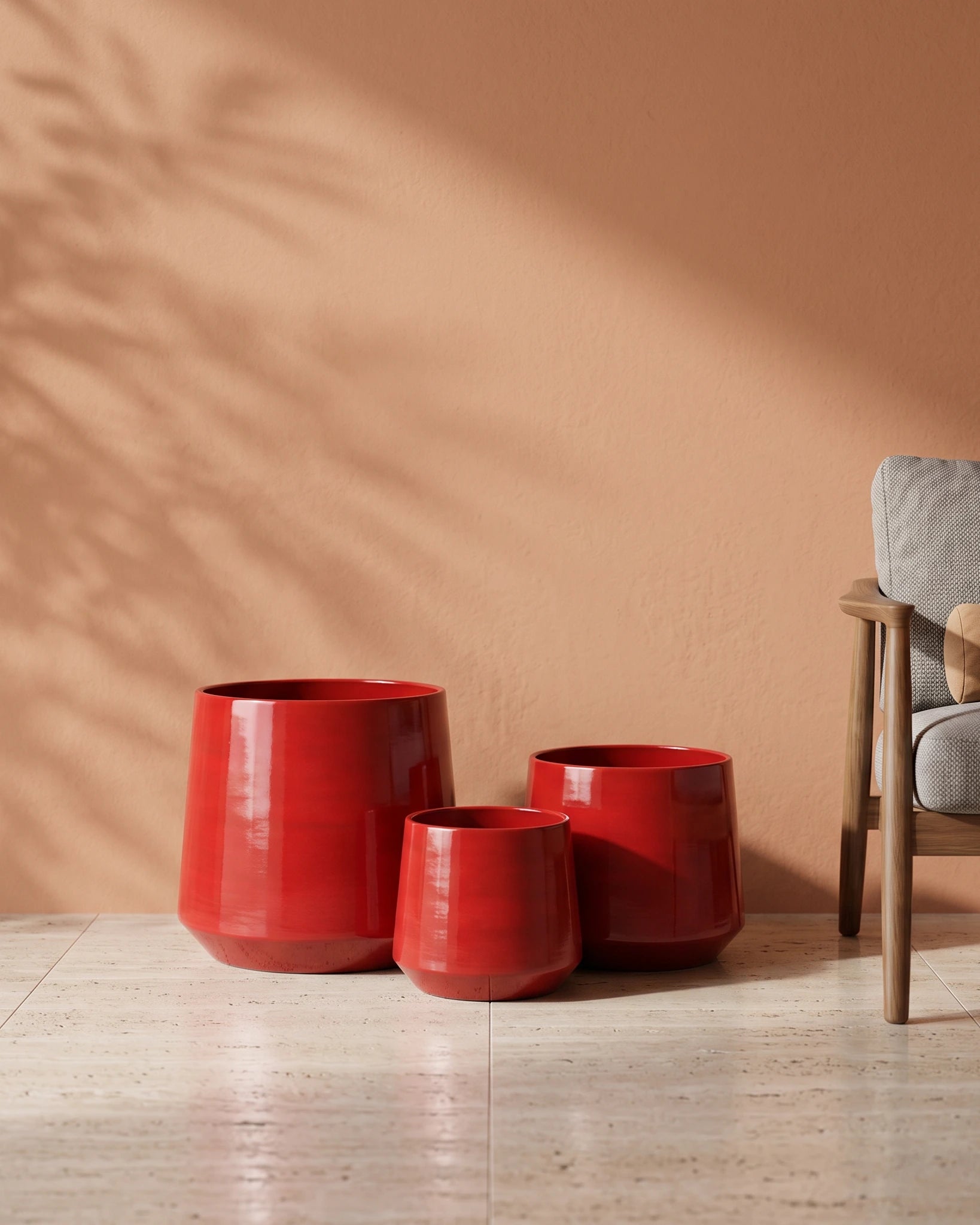 Metal Planter Pot, Vibrant Red Ceramic Look — Compact — Opaxa, Acacia Garden Center