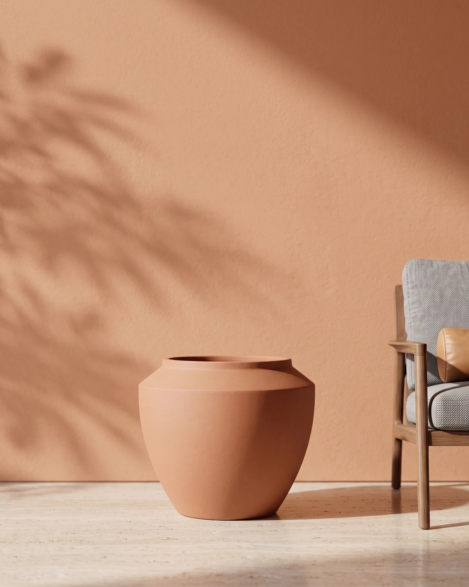 Metal Planter Pot, Stone Texture — Low — Terracotta Stone — Opaxa, Acacia Garden Center