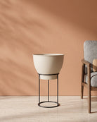 Metal Planter Pot with Stand, Smooth Finish — Smooth Cream — Opaxa, Acacia Garden Center