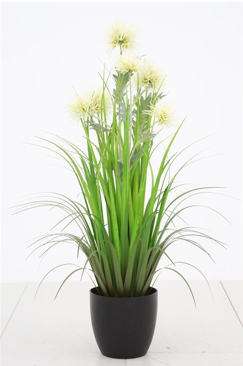 Artificial 35"H Thistle Grass with Plastic Pot, 87CM - (7032)