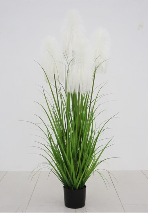 Artificial 60"H Plume Grass with Plastic Pot, 1.5M, (7115)