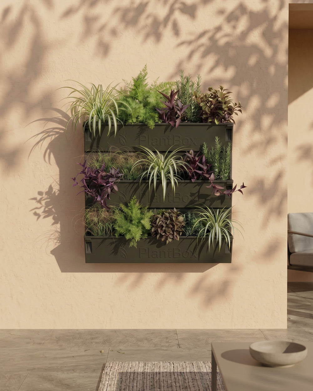 A stacked PlantBox living wall set