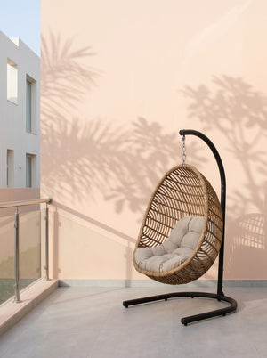 Brown Poly Bamboo Swing Chair (ATC) | Hanging Egg Pod with Stand - Acacia Garden Center