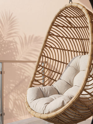 Brown Poly Bamboo Swing Chair (ATC) | Hanging Egg Pod with Stand - Acacia Garden Center