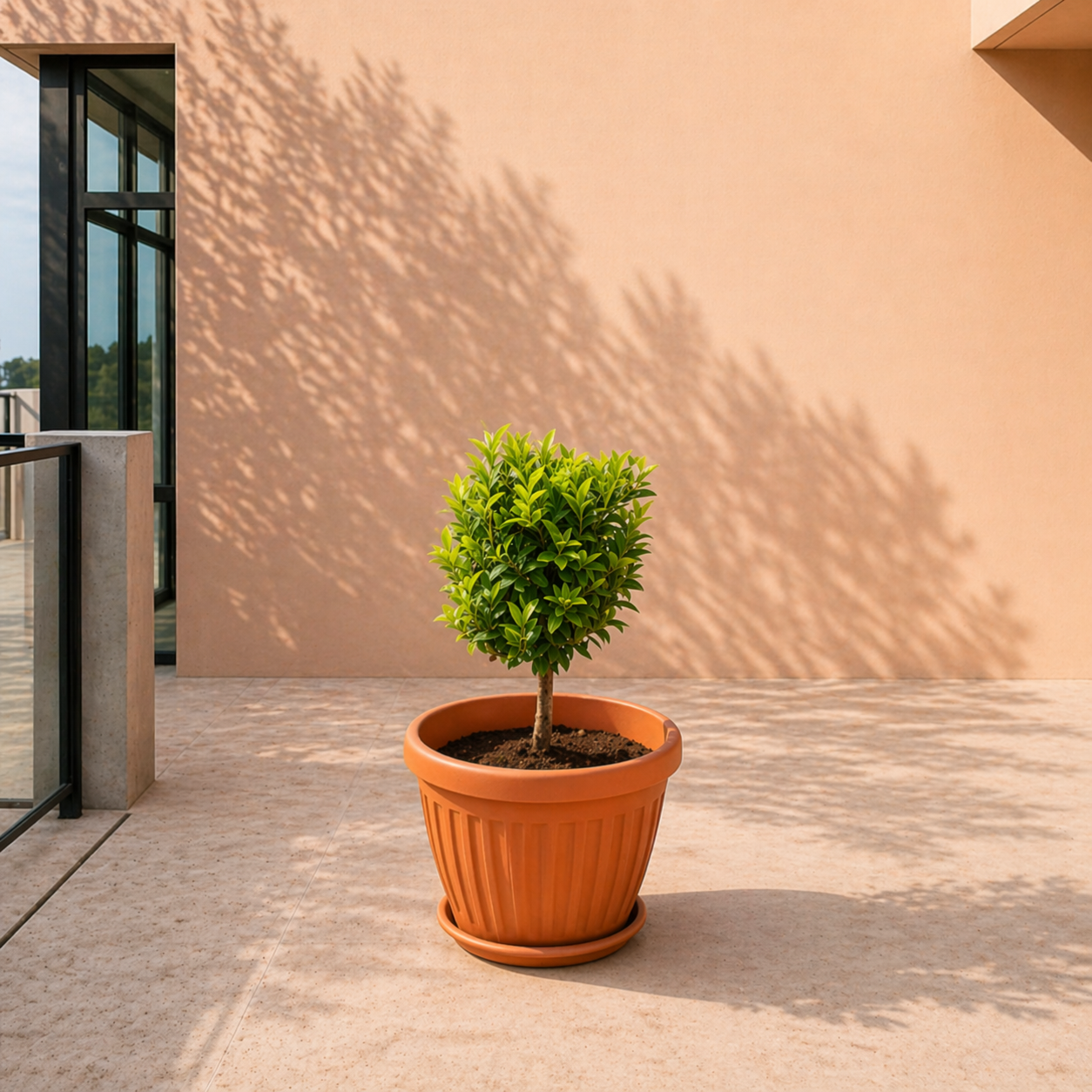 Round Flowerpot | Terracotta Plastic, 53 cm