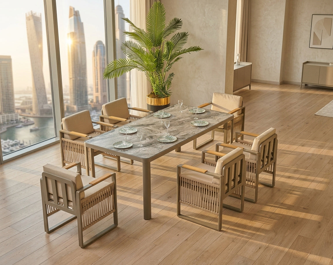 Argos Dining Set (Terazzi) | 6-Seater with HPL Compact Table