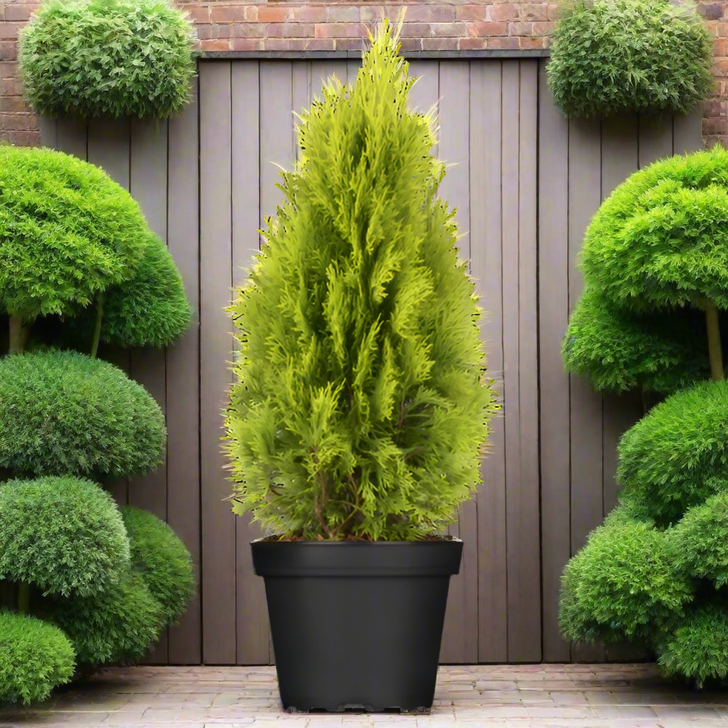 TREE THUJA ORIENTALIS PYRAMIDALIS AUREA TYPE 8A CONE SHAPE 35LP 1.2-1.5M