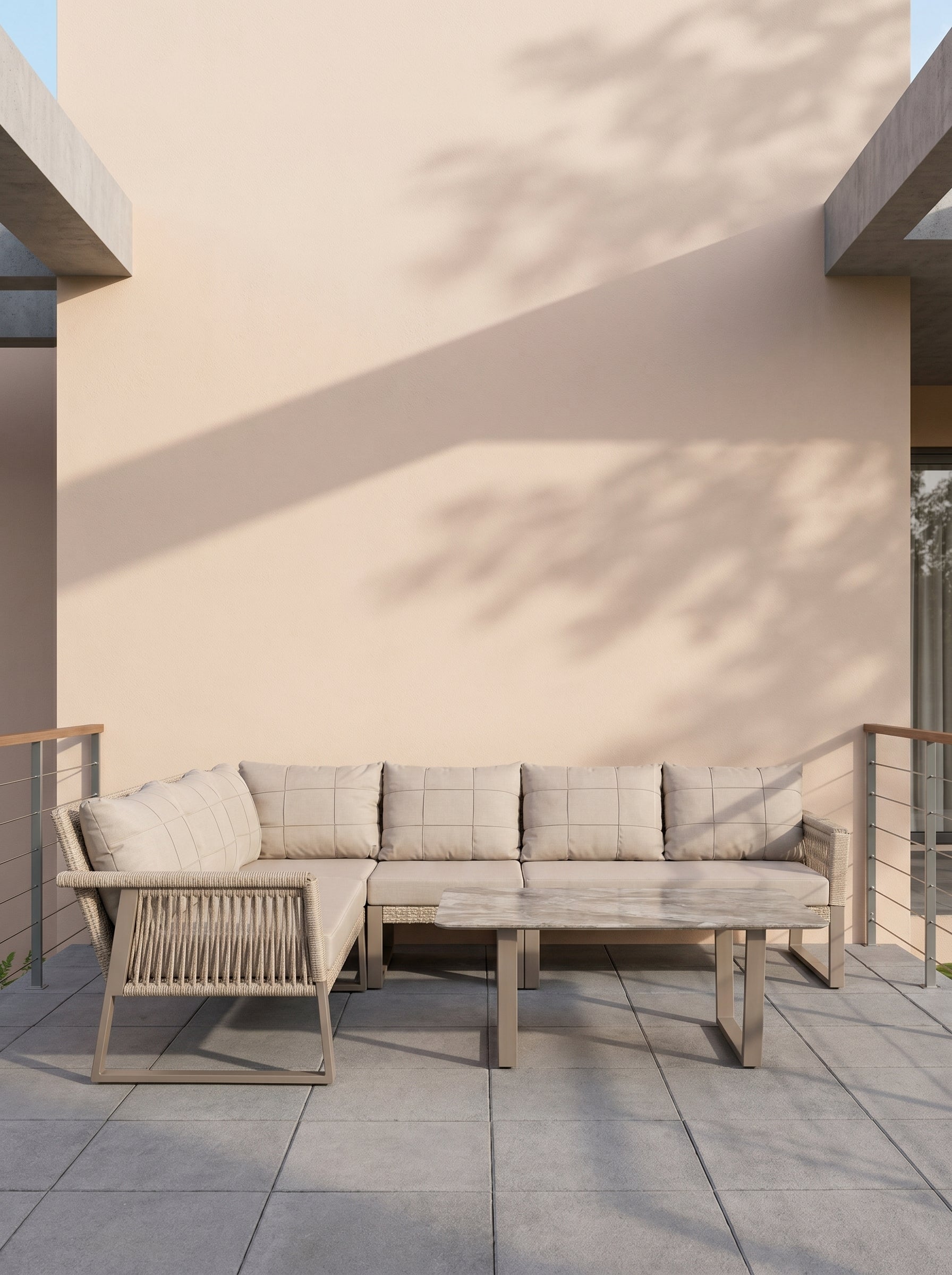 Artemis Plus Corner Set (Terazzi) | L - Shaped, Seats 6–8 - Acacia Garden Center