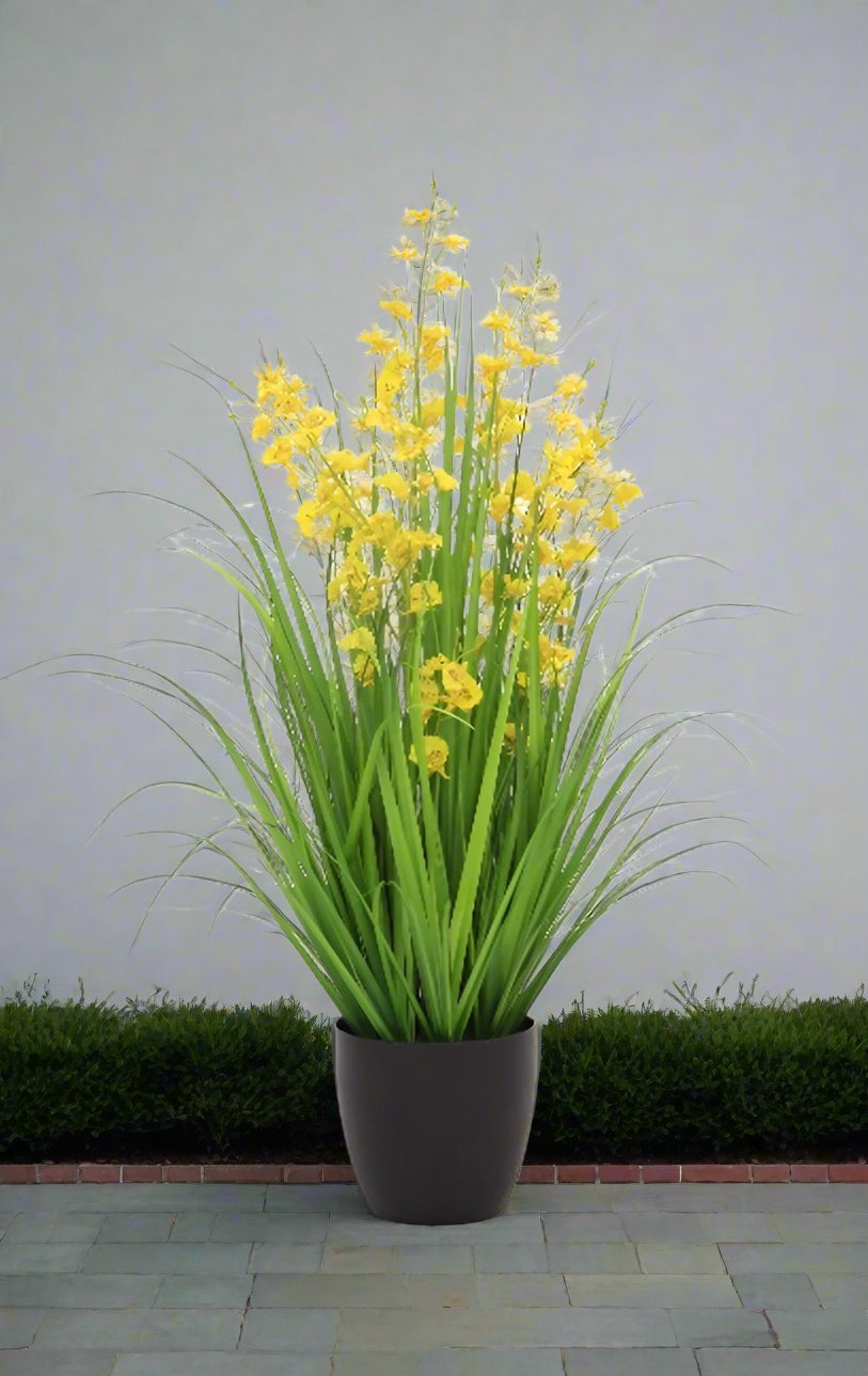 Artificial 36"H Dancing Orchid Grass with Plastic Pot, 90CM - (7026) - Acacia Garden Center