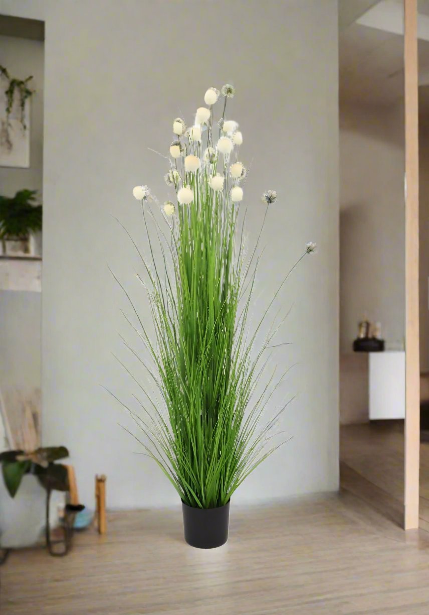 Artificial 72"H Pompon Grass with Plastic Pot, 1.8M - (7015) - Acacia Garden Center