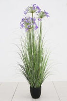 Artificial Leek Flower Grass | Plastic Pot | 55" - Acacia Garden Center