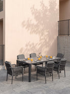 Aston Dining Set Anthracite (Terazzi) | 6 - Seater, Luxio Cord - Acacia Garden Center