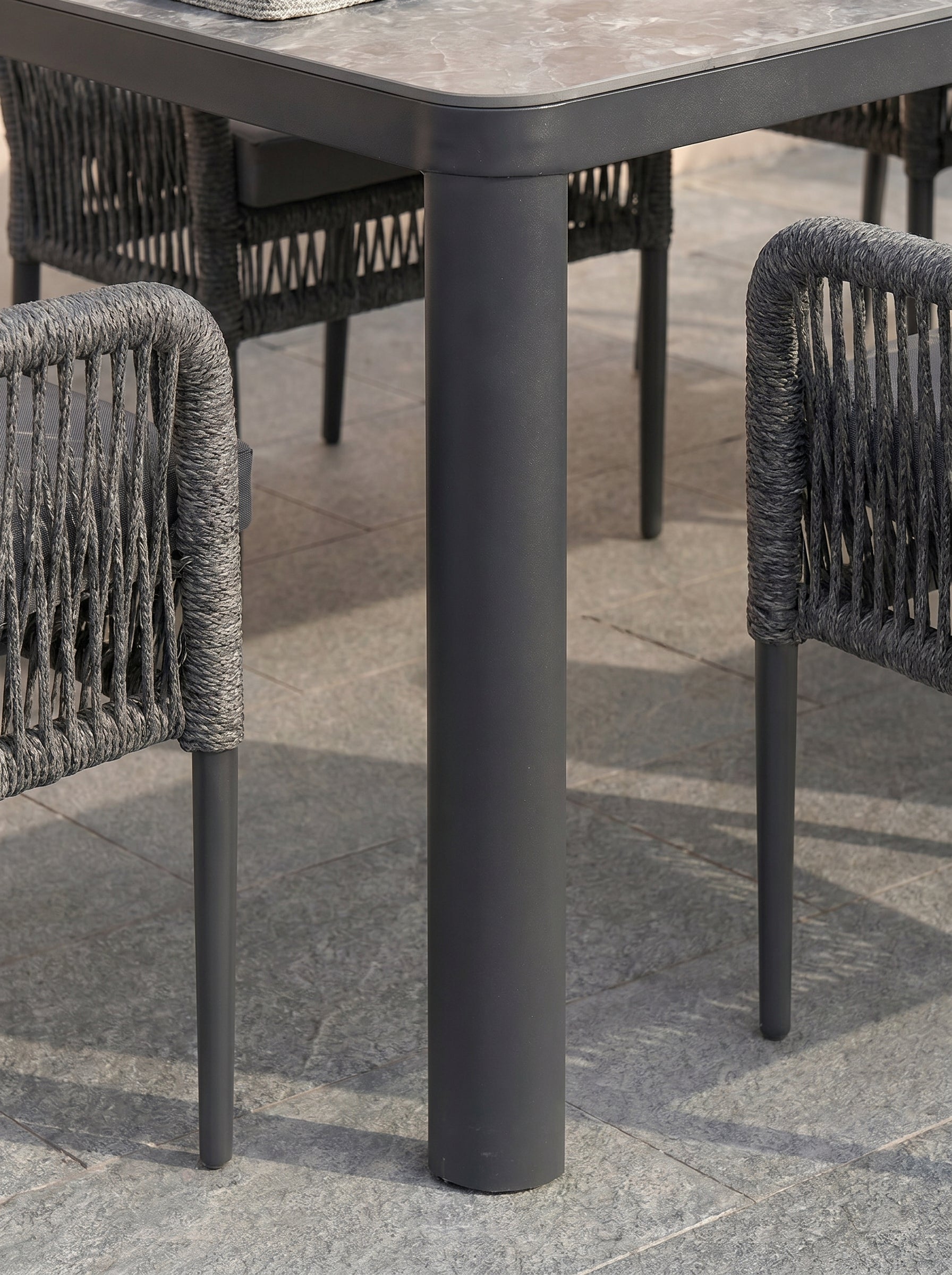 Aston Dining Set Anthracite (Terazzi) | 6 - Seater, Luxio Cord - Acacia Garden Center