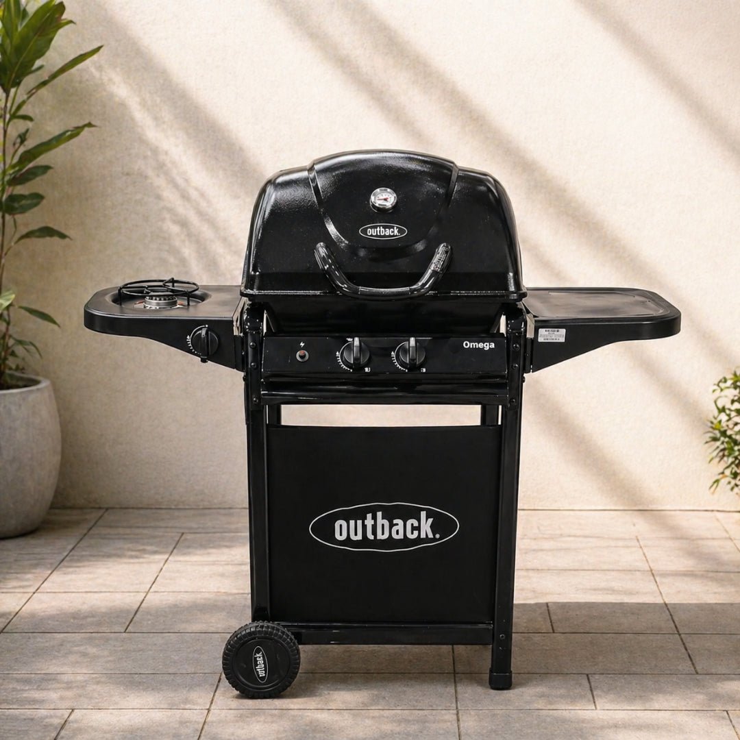 BBQ Grill Outback Omega 250 Gas BBQ with Side Burner OM250H - Acacia Garden Center