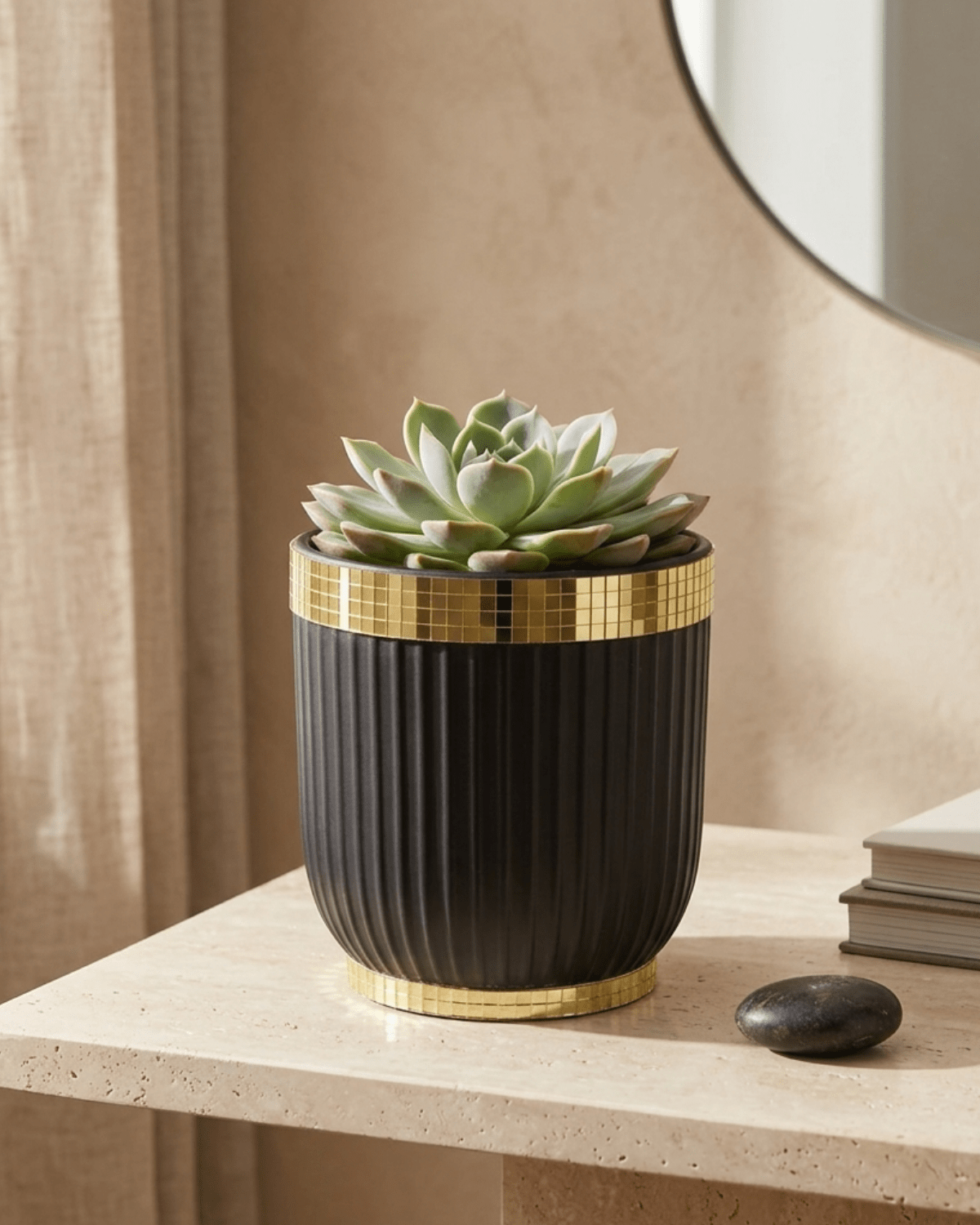 Black & White Ceramic Pot | Small Modern Planter - Acacia Garden Center