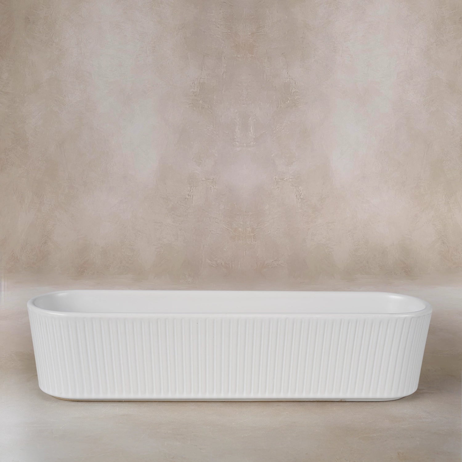 Black & White Elongated Ceramic Planter | Narrow Trough - Acacia Garden Center