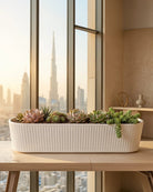 Black & White Elongated Ceramic Planter | Narrow Trough - Acacia Garden Center