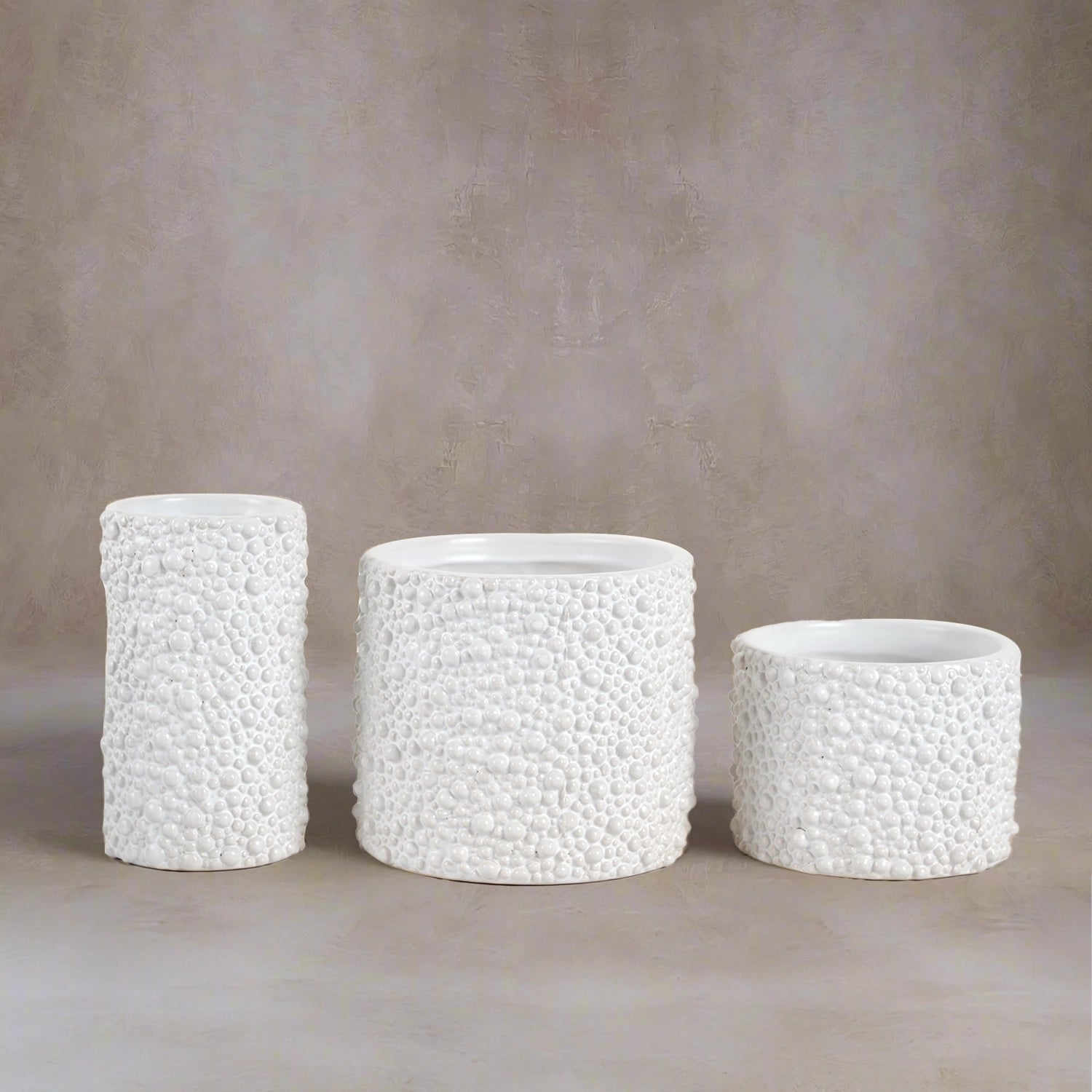 Black & White Textured Ceramic Pot | Set of 3 Sizes - Acacia Garden Center