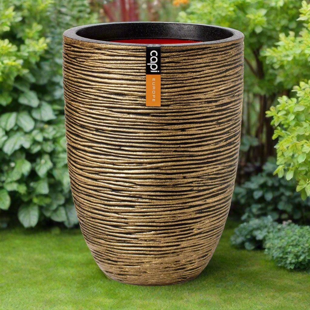 Capi Europe Vase Elegant Low Rib - Black Gold - Acacia Garden Center