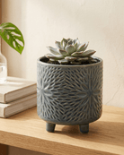 Ceramic Cylinder Pot | Light Blue, 12 cm - Acacia Garden Center