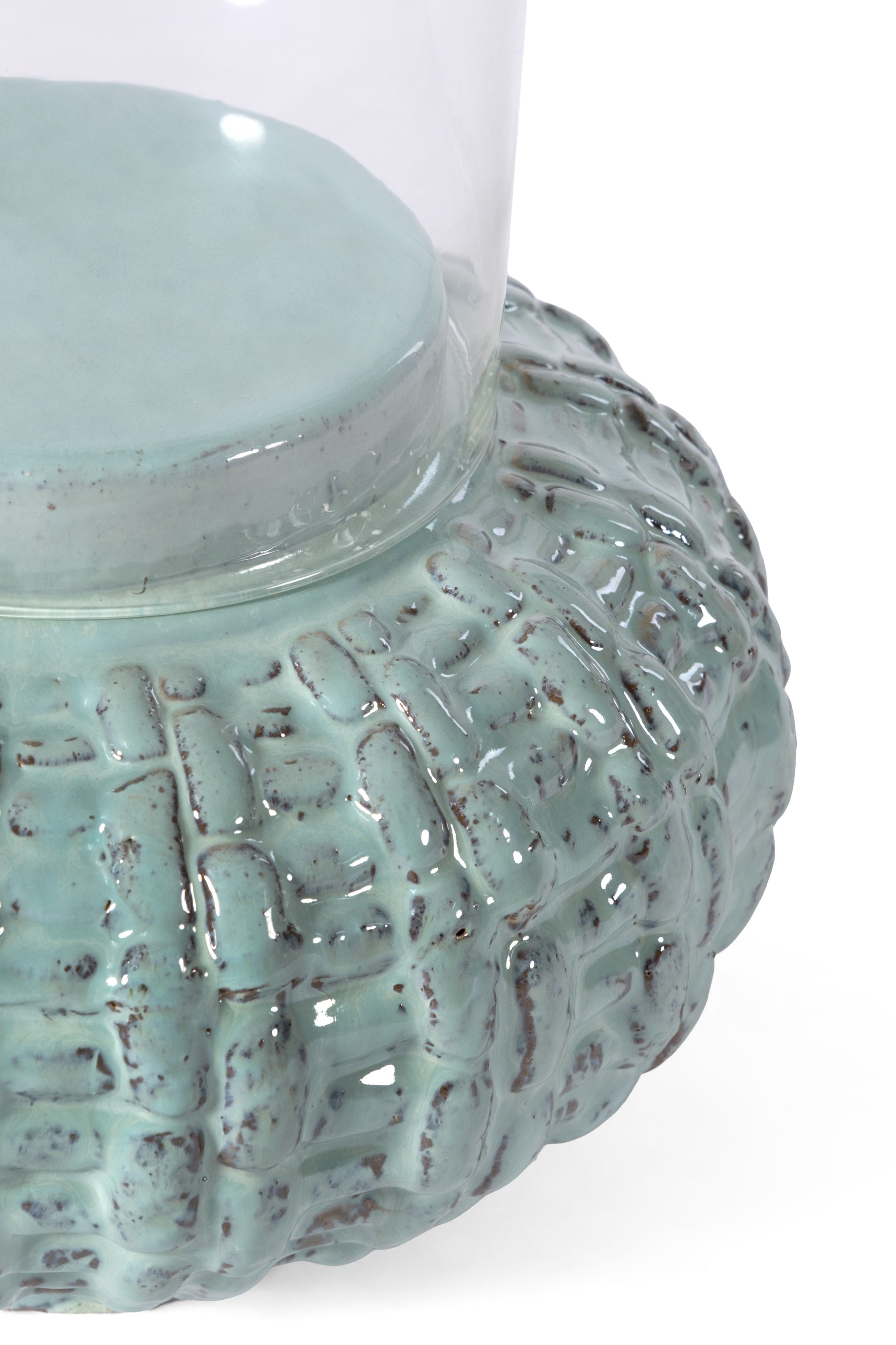 Ceramic Manchester Hurricane Candle Holder | Light Green - Acacia Garden Center