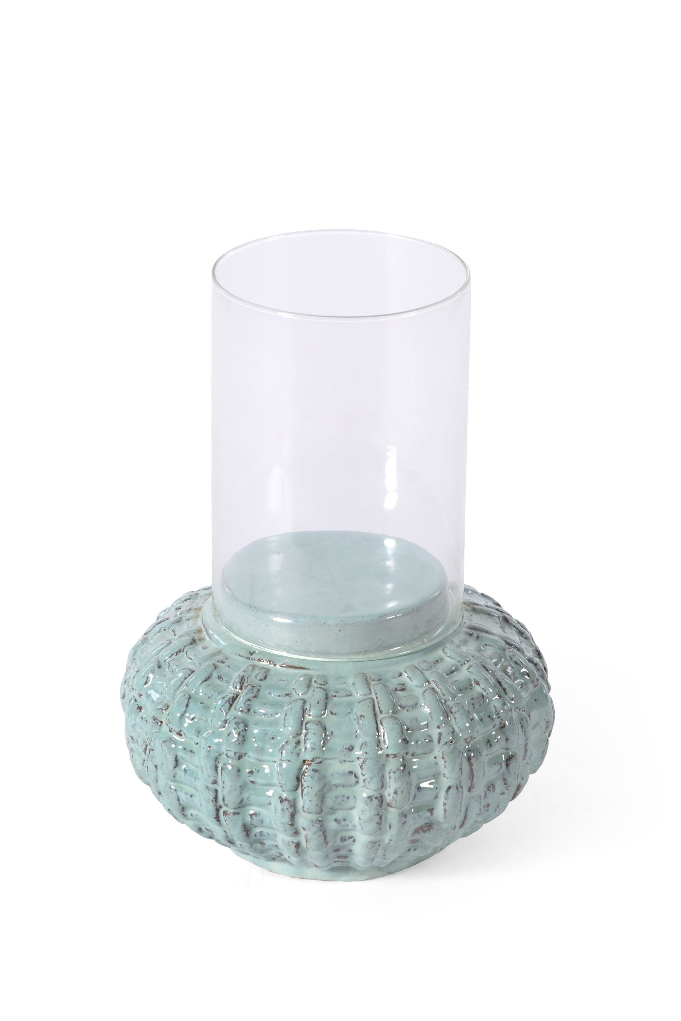 Ceramic Manchester Hurricane Candle Holder | Light Green - Acacia Garden Center