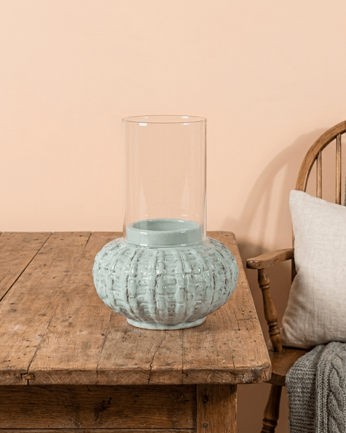 Ceramic Manchester Hurricane Candle Holder | Light Green - Acacia Garden Center