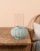 Ceramic Manchester Hurricane Candle Holder | Light Green - Acacia Garden Center