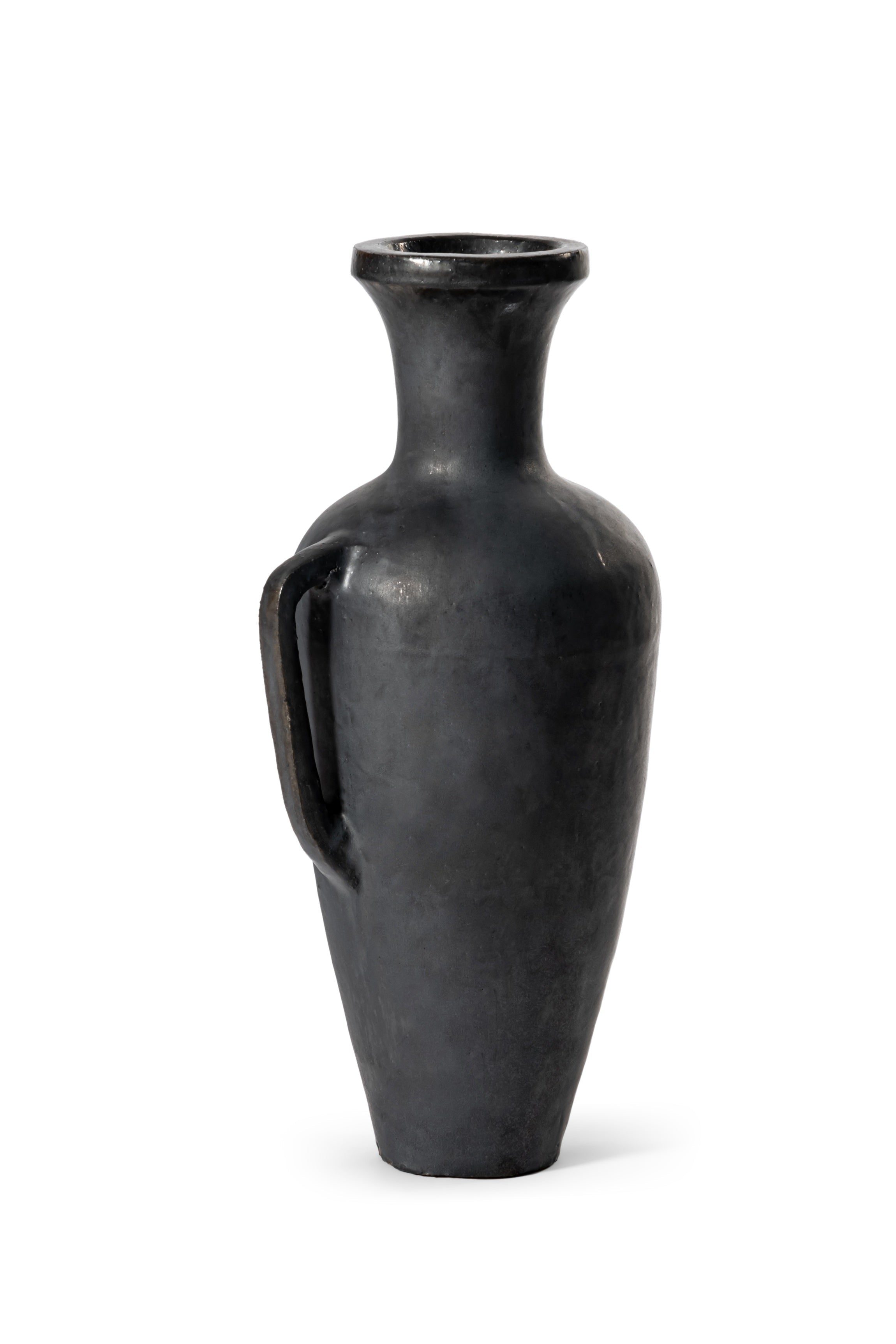 Ceramic Piemonte Vase | Graphite Black, 63 cm - Acacia Garden Center
