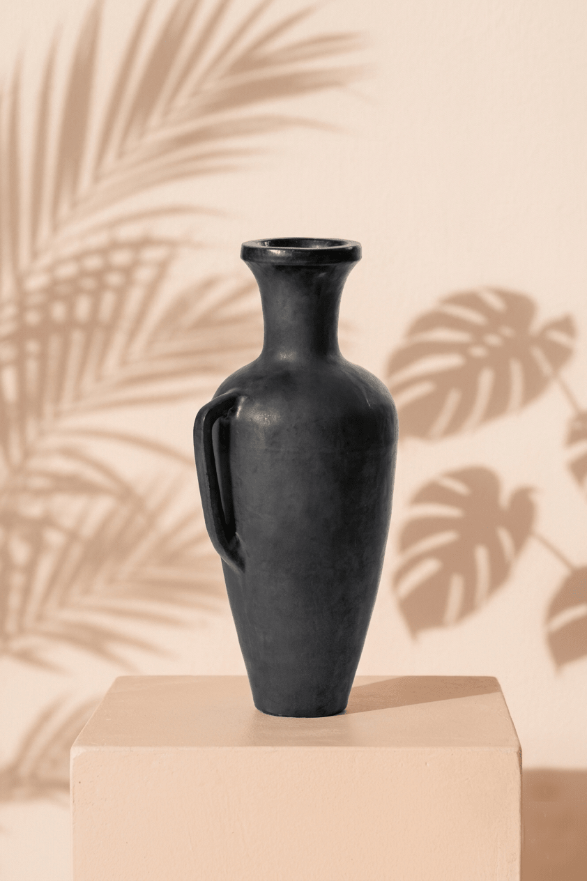 Ceramic Piemonte Vase | Graphite Black, 63 cm - Acacia Garden Center