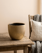 Ceramic Pot YAS132, Glossy Gold - Acacia Garden Center