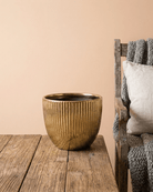 Ceramic Pot YAS132, Glossy Gold - Acacia Garden Center