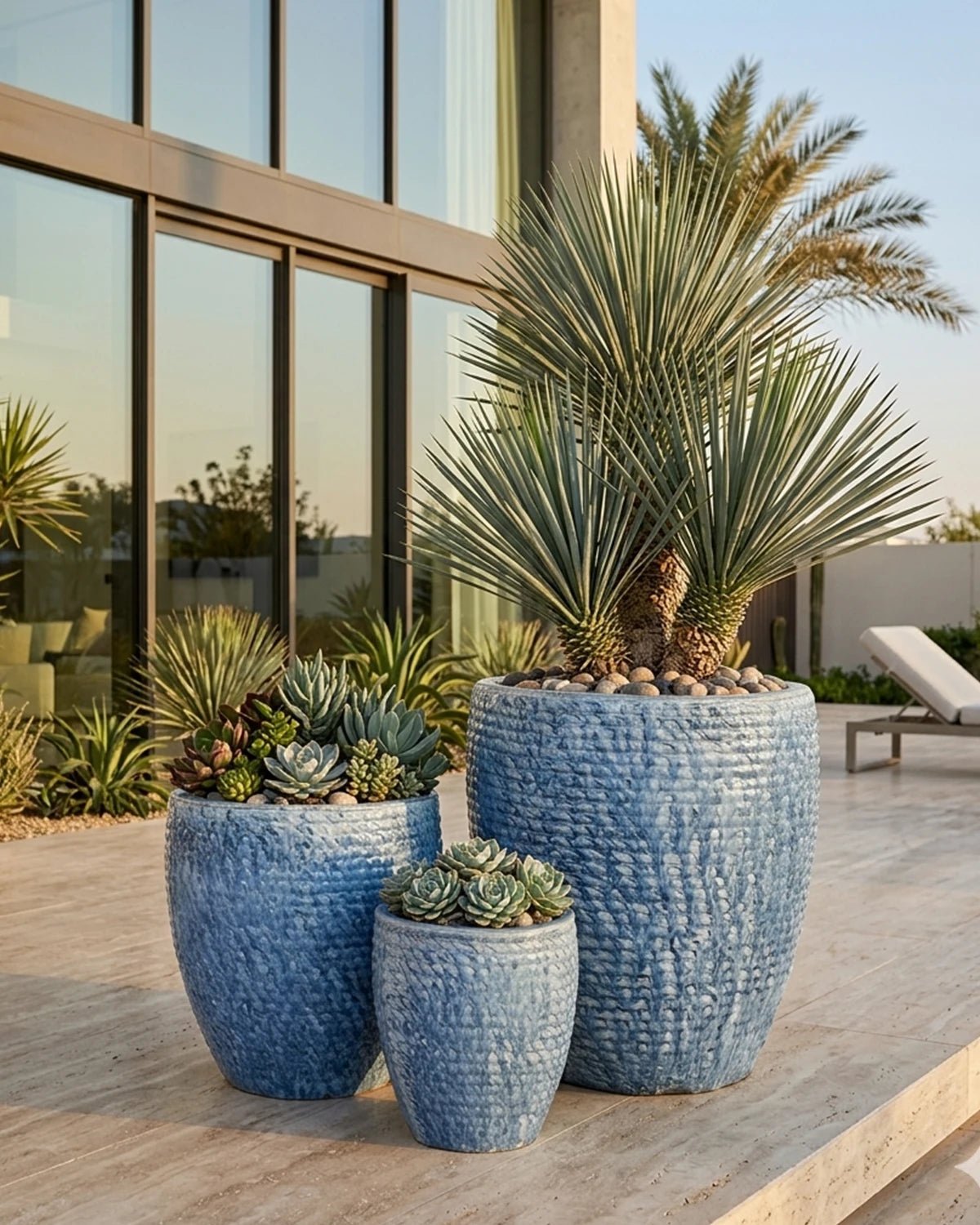 Ceramic Rope Planter | Blue - Acacia Garden Center