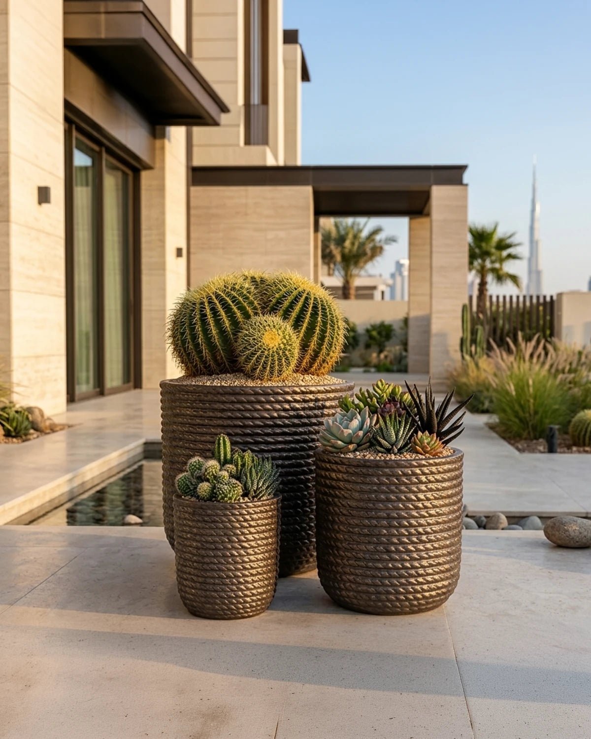 Ceramic Rope Pot | Dark Brown - Acacia Garden Center