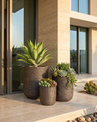 Ceramic Rope Pot | Dark Brown - Acacia Garden Center