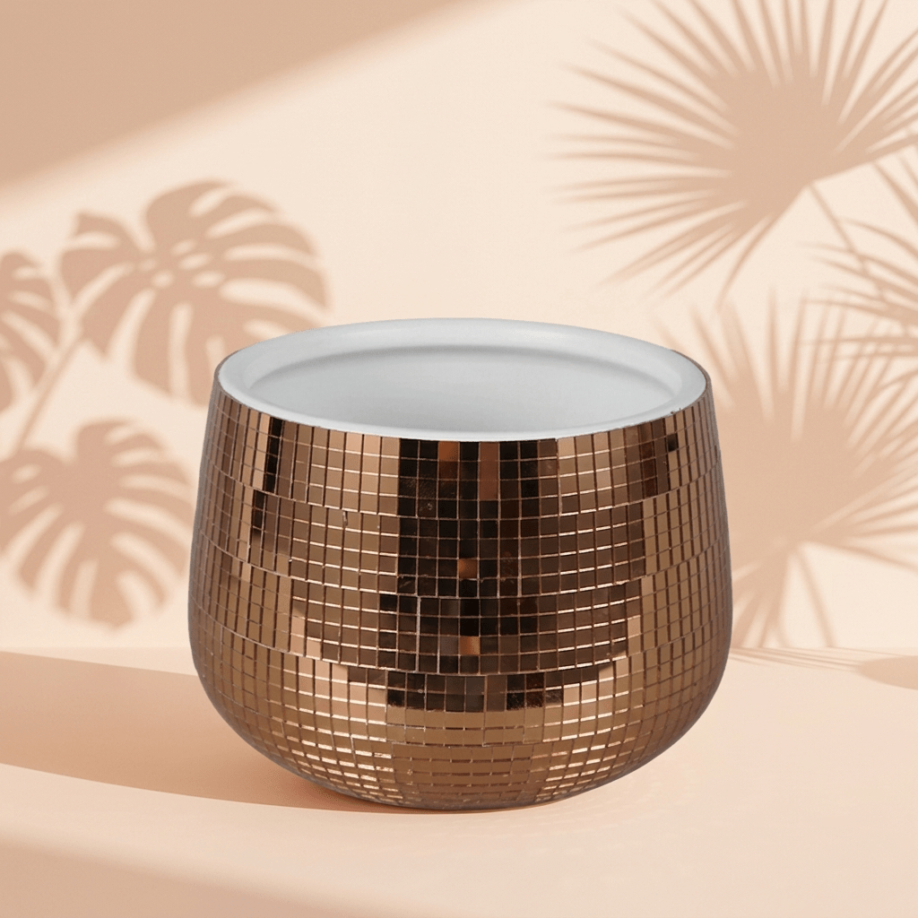 Champagne Metallic Ceramic Pot | Small Decorative Planter - Acacia Garden Center