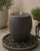 Concrete Water Fountain with Pump | Compact, 30 × 30 × 37 cm - Acacia Garden Center