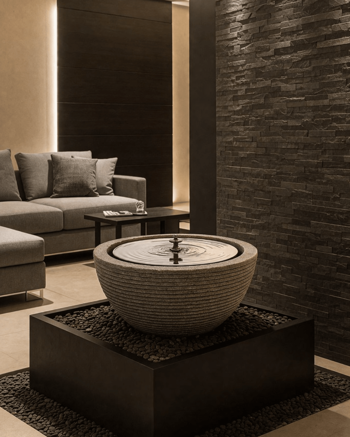 Concrete Water Fountain with Pump | Low - Profile, 40 × 40 × 20 cm - Acacia Garden Center