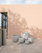 Fiber Clay Pot Rough Texture | Light Grey, Dia. 25–76 cm - Acacia Garden Center