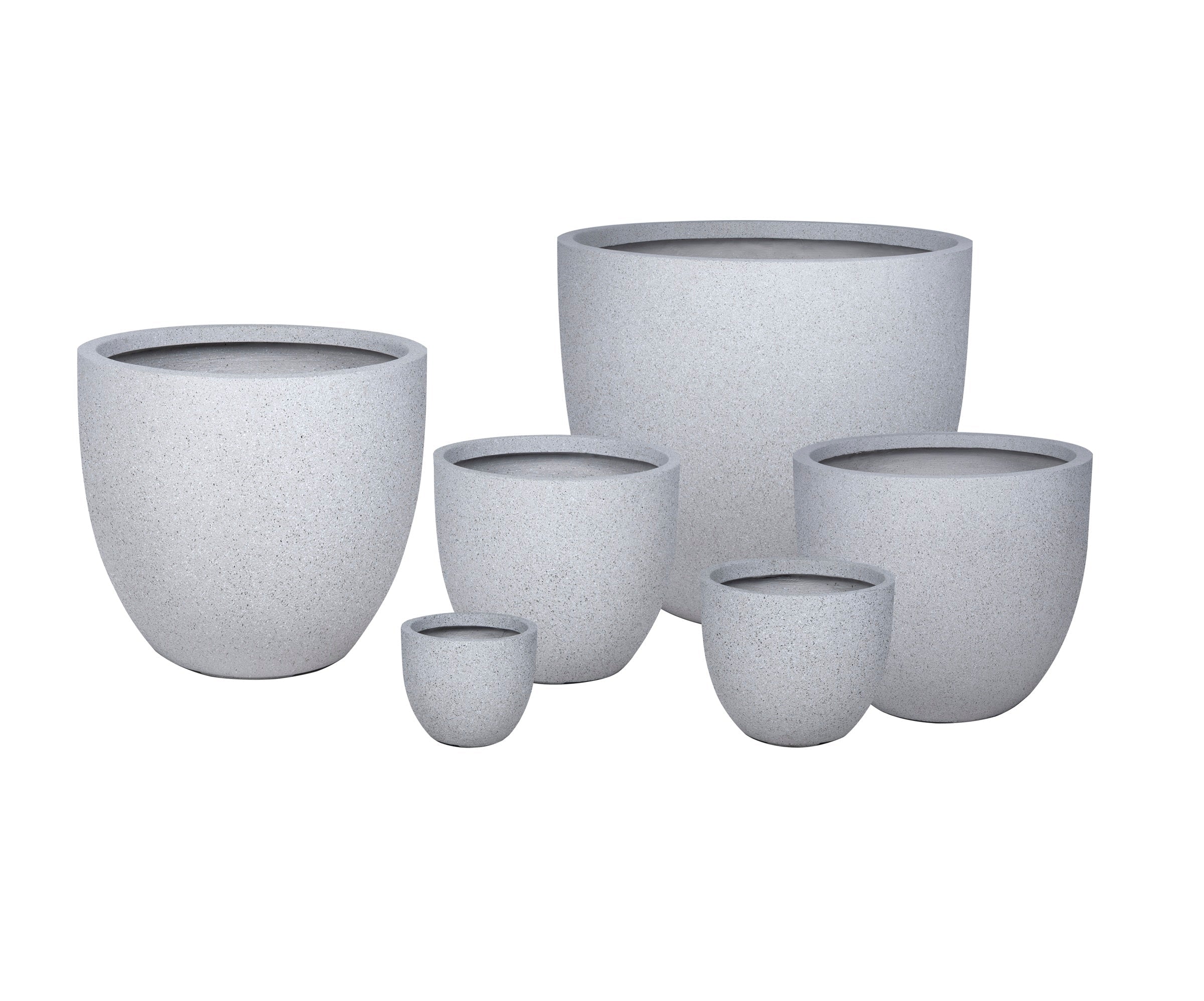 Fiber Clay Pot Rough Texture | Light Grey, Dia. 25–76 cm - Acacia Garden Center