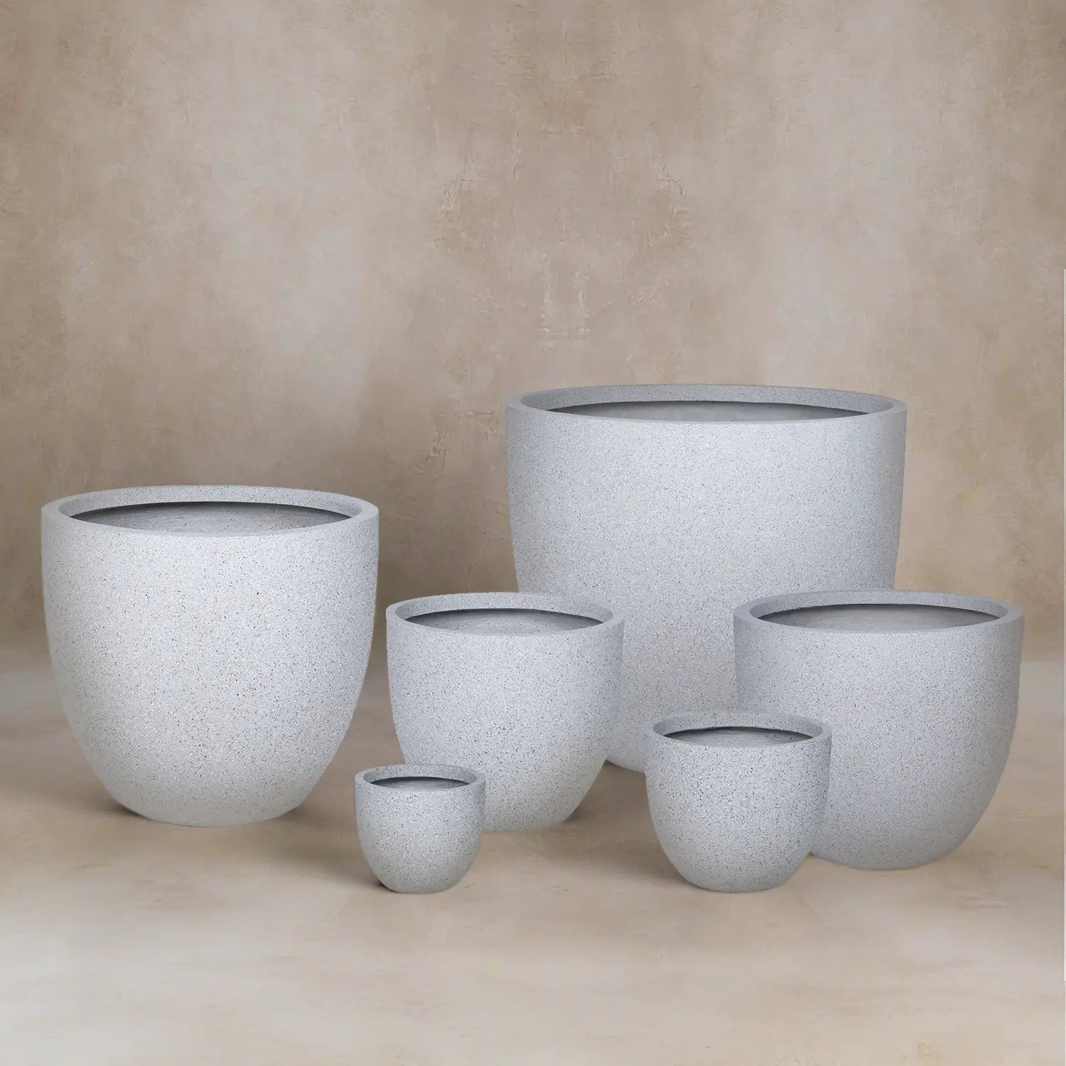 Fiber Clay Pot Rough Texture | Light Grey, Dia. 25–76 cm - Acacia Garden Center