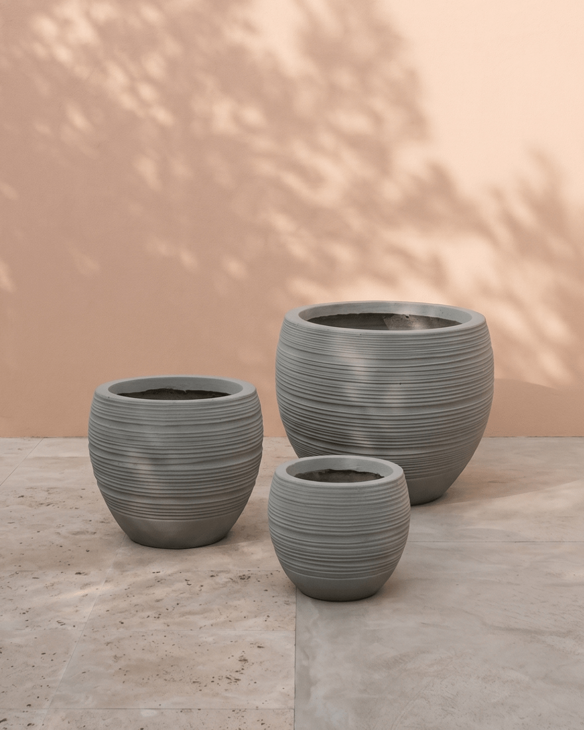 Fiber Clay Round Pot | Beige or Grey, Dia. 26–49 cm - Acacia Garden Center