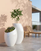 Fiberglass Planter, HP 1061, Shiny White - Acacia Garden Center