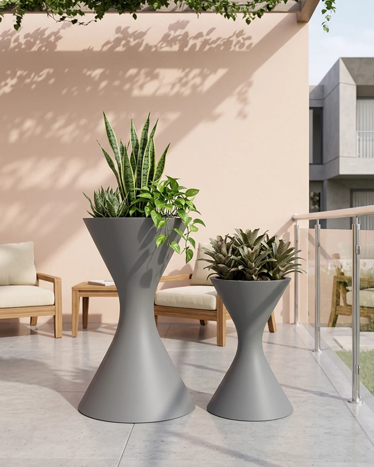 Fiberglass Planter HP 1811, Matt Grey - Acacia Garden Center