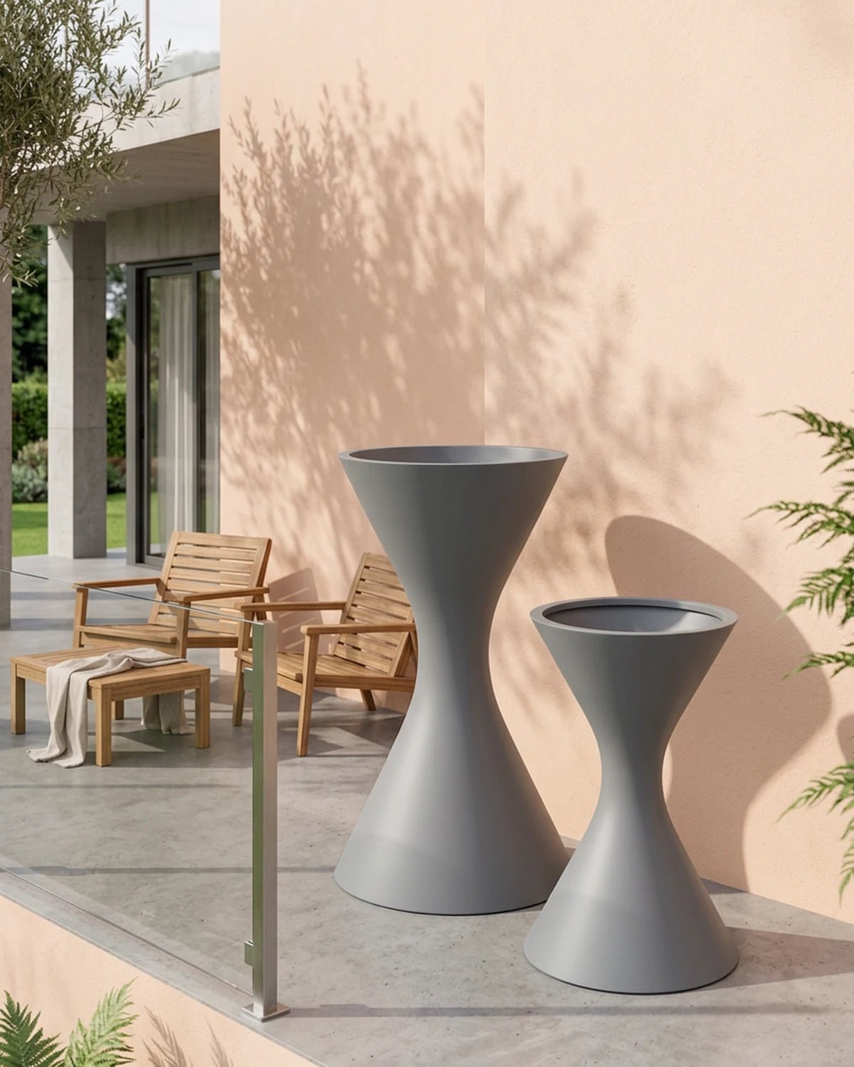 Fiberglass Planter HP 1811, Matt Grey - Acacia Garden Center