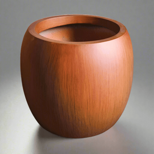 Fiberglass Pot Matt Wood Finish | Brown, Dia. 35–66 cm - Acacia Garden Center
