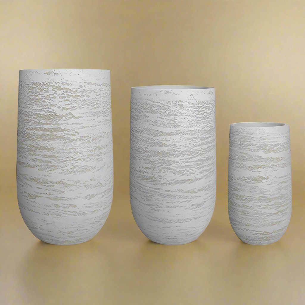 Fibreclay Tall Cone Pot | White, Dia. 60–95 cm - Acacia Garden Center