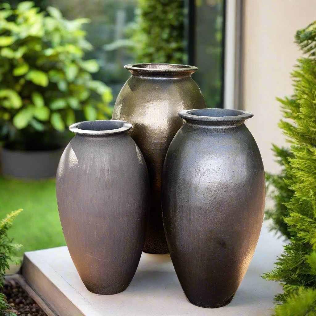 Glazed Roaman Jar 4204 Heavy Metal - Acacia Garden Center
